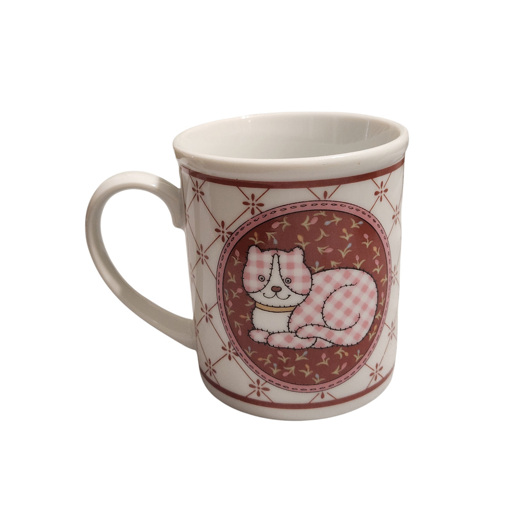 Avon Mug Pink‎ Cat Ceramic 12oz Coffee Cup Vintage Collectible